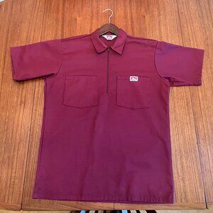 BEN DAVIS Shirt 1/2 Zip Short Sleeve Solid Burgundy Medium Men's